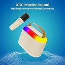 pTron Newly Launched Fusion Joy 20W Bluetooth Speaker with Wireless Karaoke Mic, 6Hrs Playtime, Vivid RGB Lights, Voice Effects, Multi-Play Modes BT5.3/TF Card & Type-C Charging Port (Light Cream) gallery image