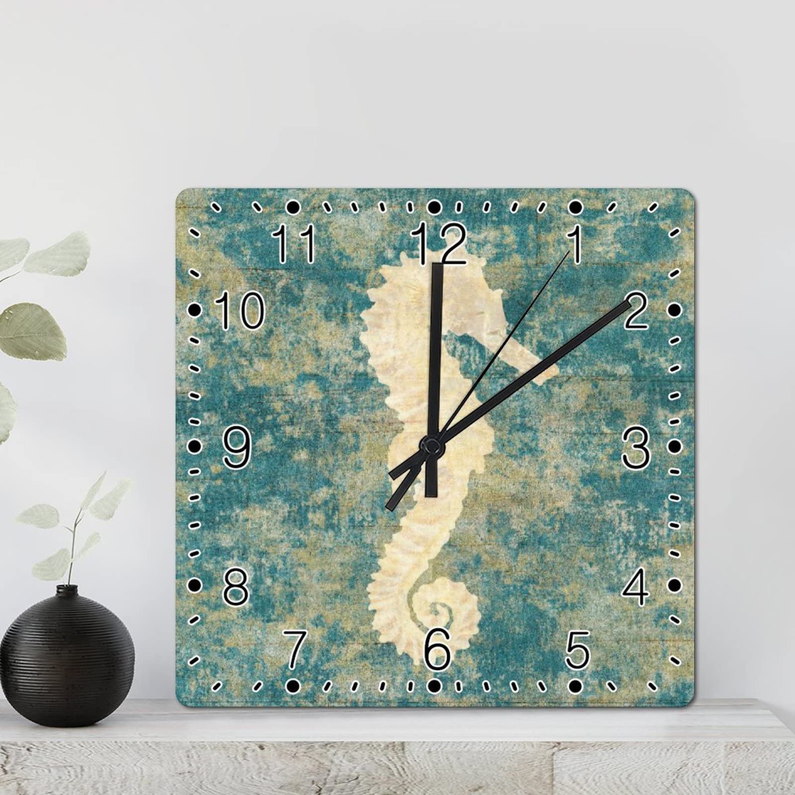 Horloge murale rustique en bois 30,5 cm décoration plage rétro
