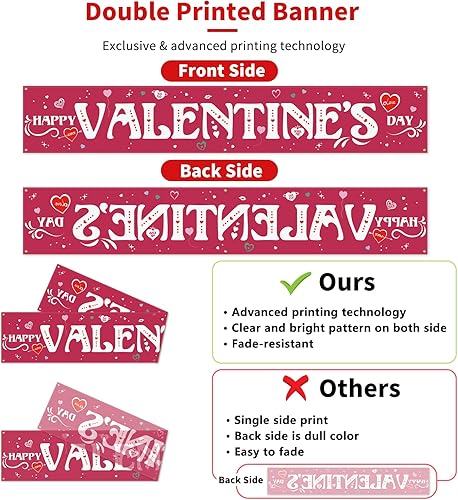 Miniatura 10 de Probsin Cartel grande para el día de San Valentín de 120 x 20 pulgadas decoraciones para el día de San Valentín suministros de fiesta corazón de
