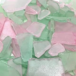Tumbler Home Sea Glass for Crafts, Decor & Vase Filler, 25oz Frosted Pink & Mint Seaglass Pieces, Recycled Beach Glass in Bulk and Smooth Seaglass for DIY Art, Coastal Decor, and Jewelry Making