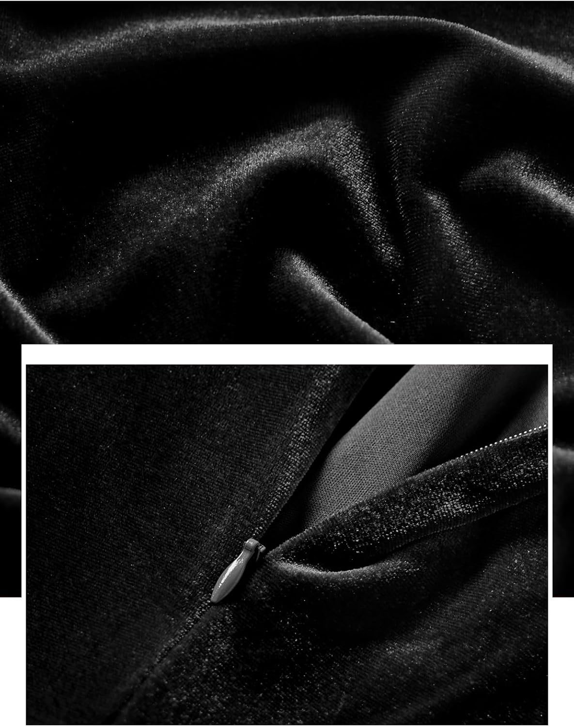 Bbonlinedress Women Long Sleeve Velvet Vintage Tea Dress Formal Cocktail Wedding Guest Midi Prom V-Neck Fit and Flare Dress - Image 6