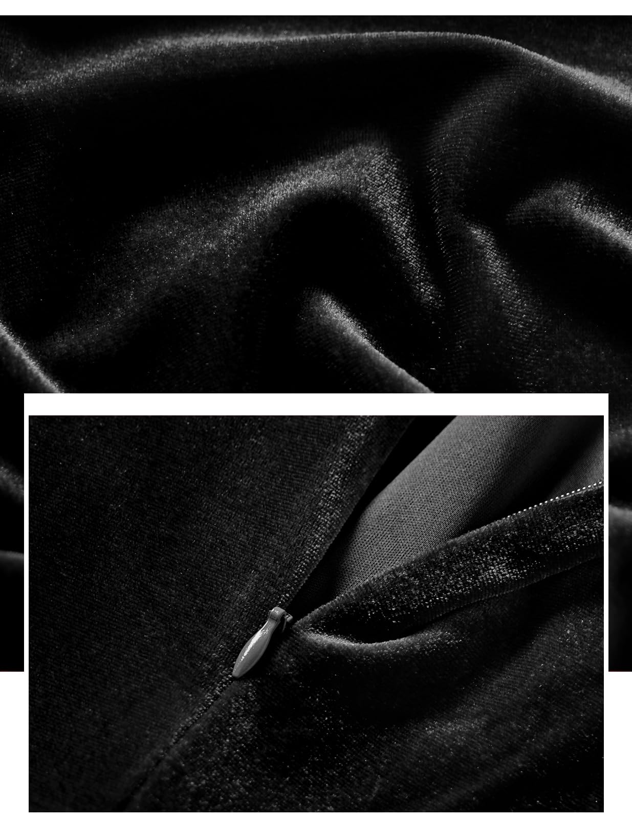 Bbonlinedress Robe Halloween Femme Hiver Mi Longue en Velours pour Déguisement Cosplay Soirée Fête Cocktail Manches Longue V-Black L