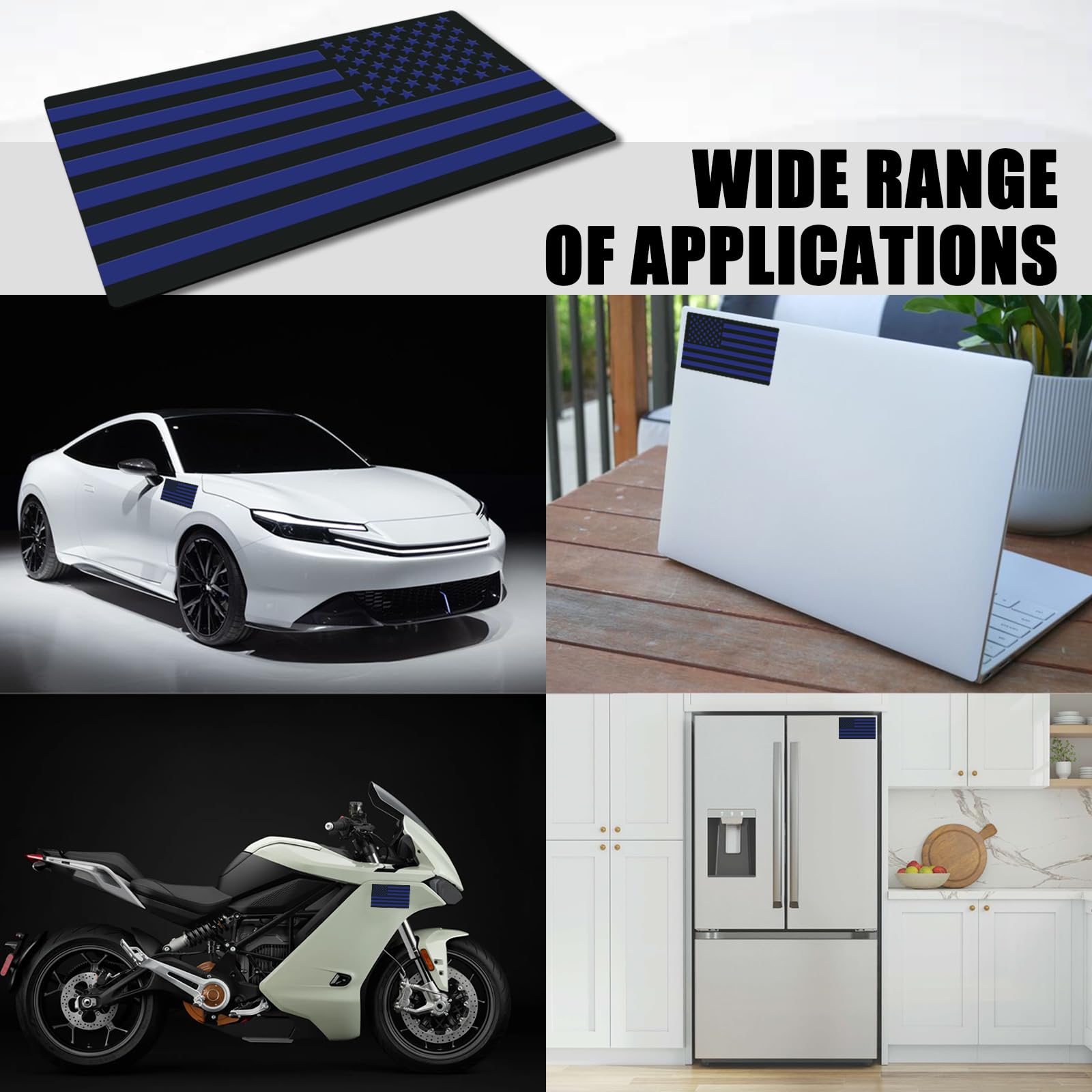 2 PCS 3D Embossed Metal American Flag Emblem Decal Sticker 5 x 3 Acrylic Cutout American Car Military — view 4