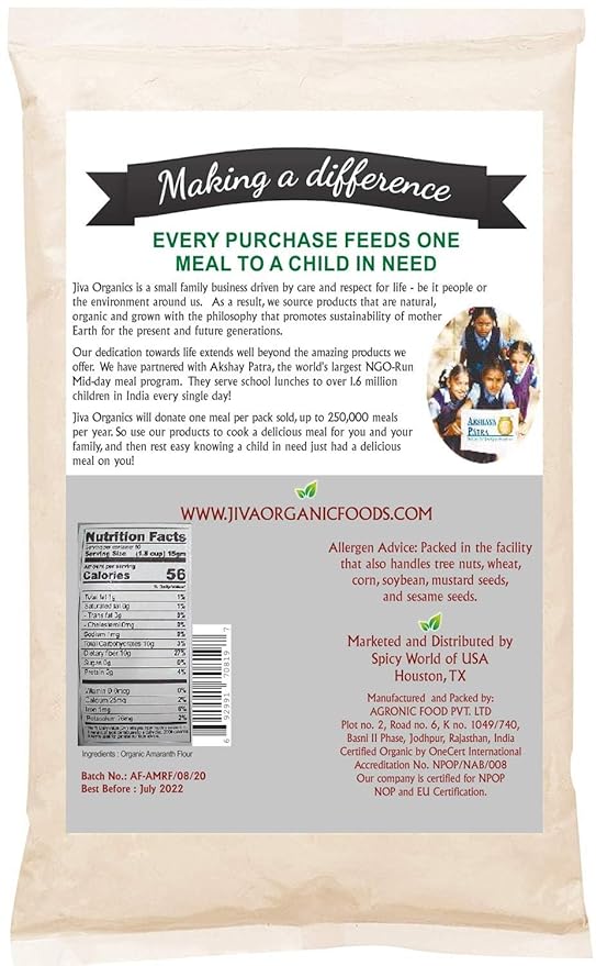 Harina de Amaranto Orgánica Jiva Organics 2 lb - Rajgira Atta miniatura 2