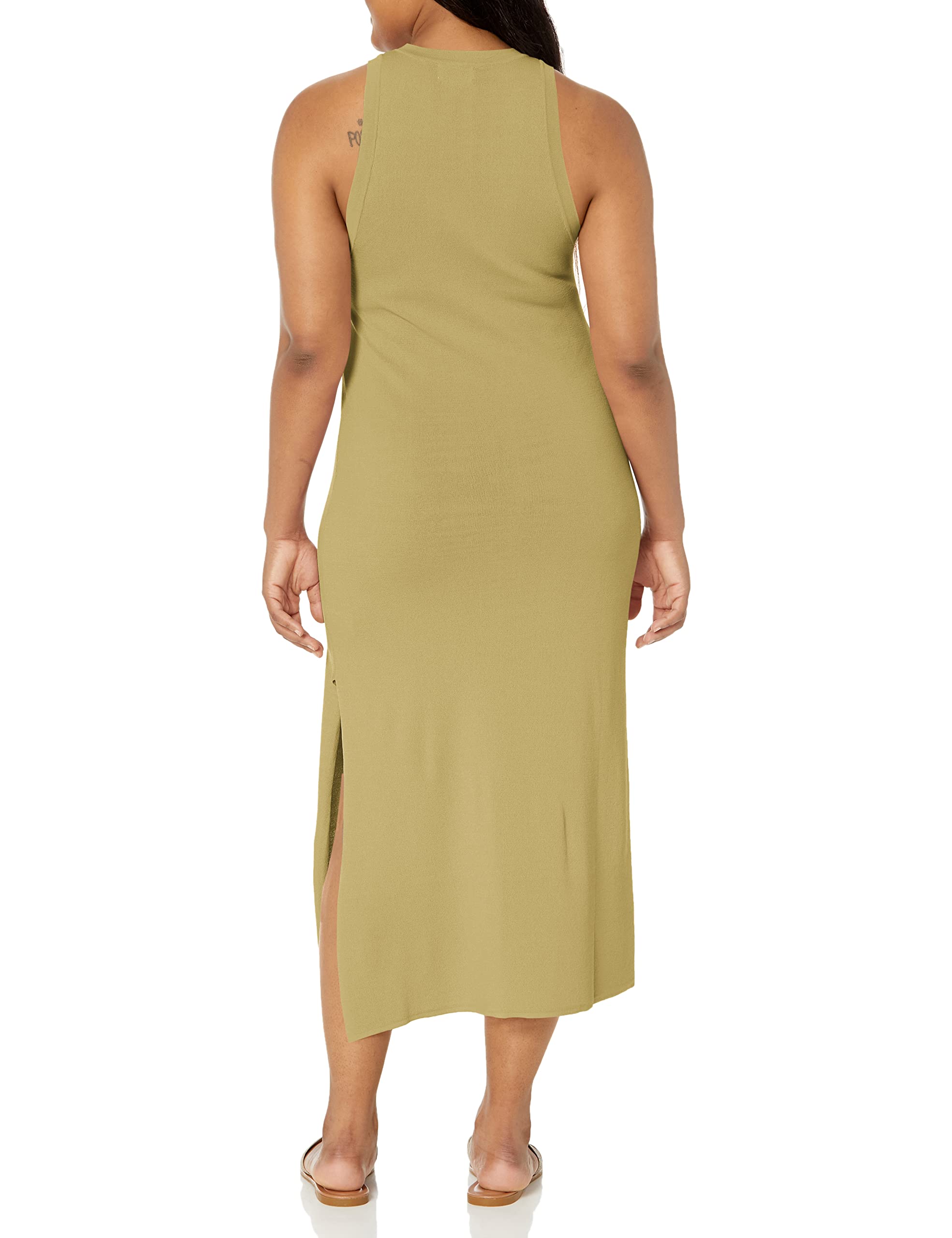 The Drop Women's Gabriela High Neck Cut-in A-line Side-Slit Maxi Sweater Dress