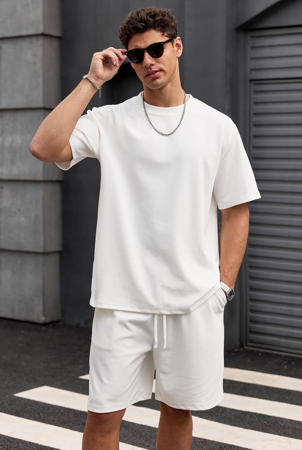 Men's Oversized 2 Piece Set T-shirts and Shorts Heavyweight Summer Casual Outfit Matching Set (S-XXL)