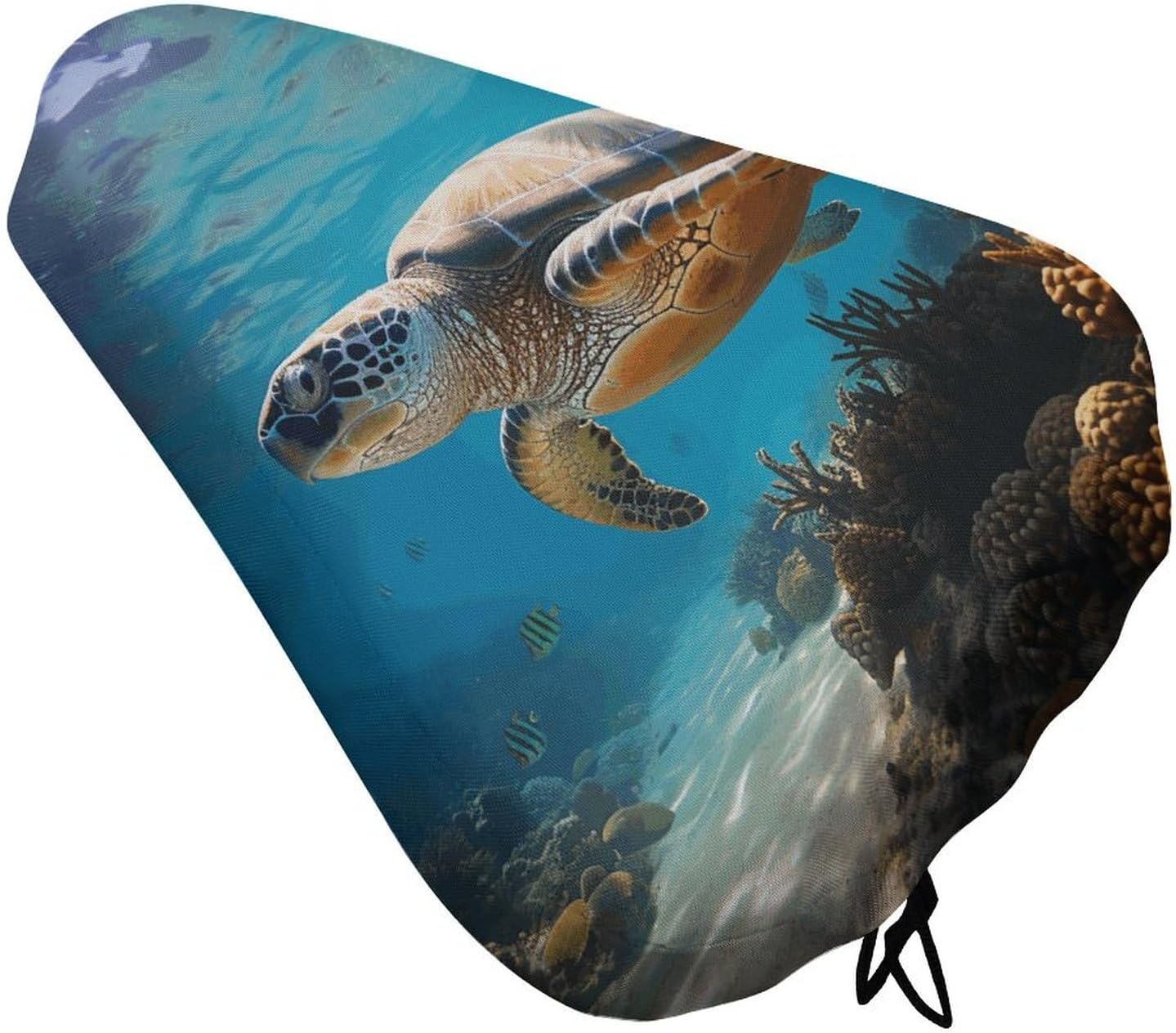 Protect Marine Life Bike Seat Cover Water-Repellent Exercise Bike Seat Cushion Bicycle Saddle Cover with Drawstring Rain Snow Dust Covers for City Mountain Road Biking