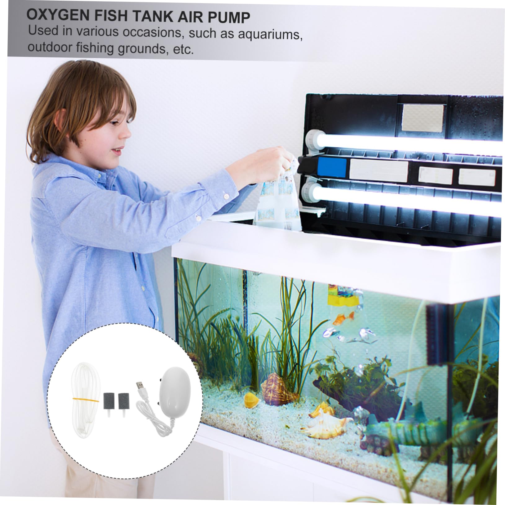 BESPORTBLE USB Sauerstoffpumpe Aquariumpumpe USB Belüfterpumpe Tragbare Aquarium Luftbelüfterpumpe Aquarium Sauerstoffpumpe Mini Aquarium Luftpumpe Gaspumpe Bewegung Aus