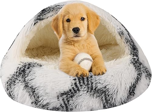 Miniatura 8 de Camas para perros pequeños, cama tipo cueva para gatos, cama lavable para gatos, cama acogedora para mascotas para perros o gatos, cama Café,Gris