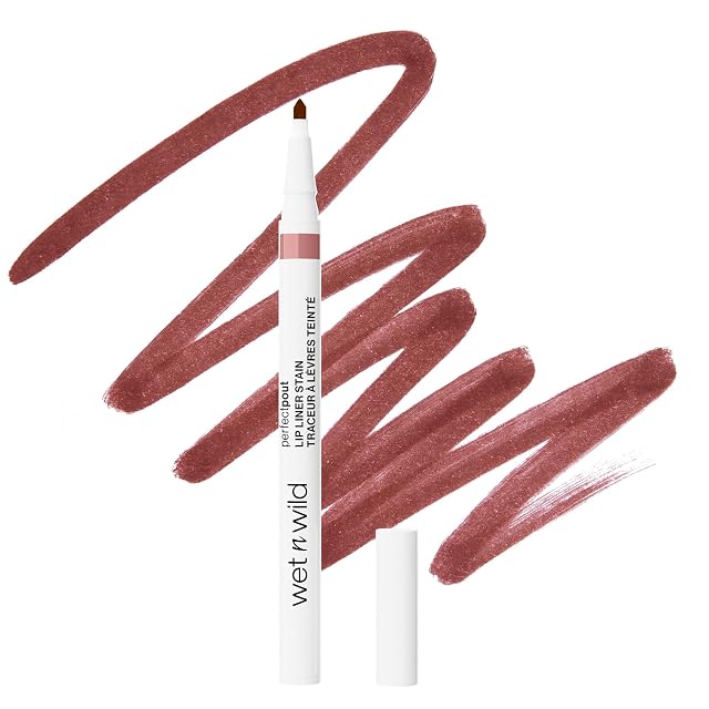 wet n wild Perfect Pout Lip Liner Stain Long-Lasting Transfer-Proof Formula with Blade-Like Applicator for Precision Full Lip