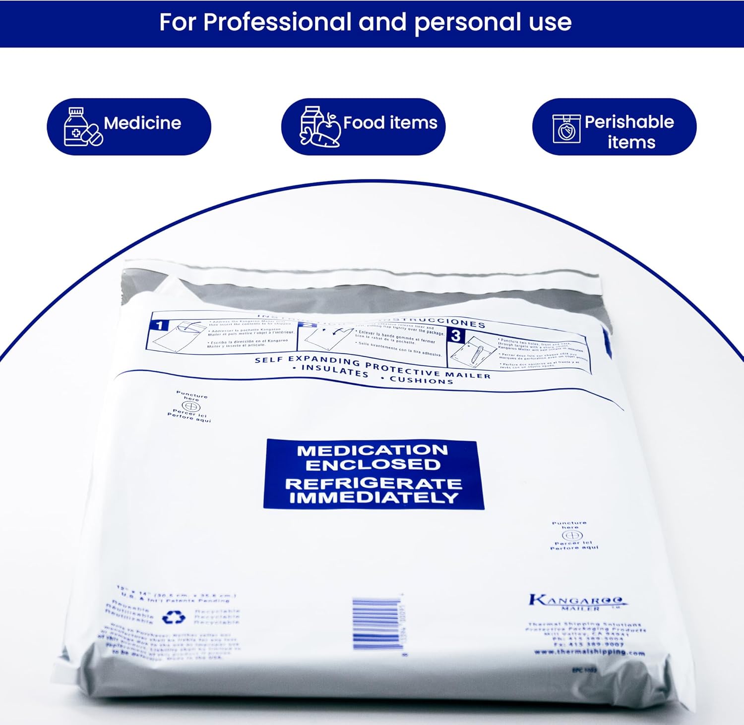 Insulated Mailers for Cold Shipping - Kangaroo Expanding Mailer - 9" x 11" x 1 3/8" - Bulk 72 Count - Insulated Sealed Clasp Envelopes for Medicine, Food, Perishables