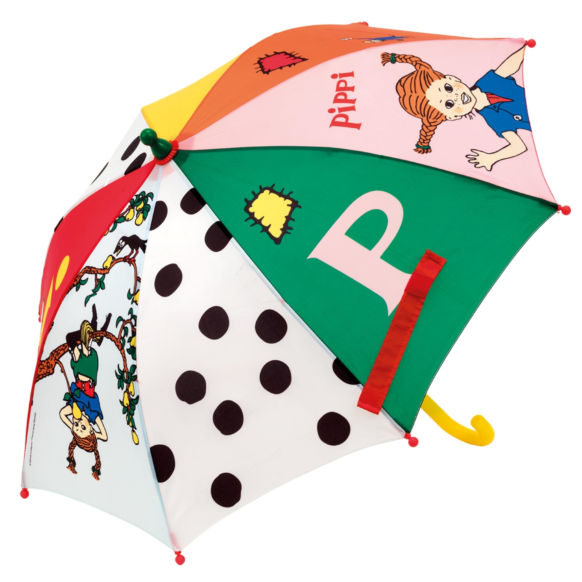 Pippi Langstrumpf Regenschirm für Kinder – bunter Sonnenschirm für Kinderwagen – Kinderregenschirm & Kinderschirm für Mädchen und Jungen – Stockregenschirm & Minischirm