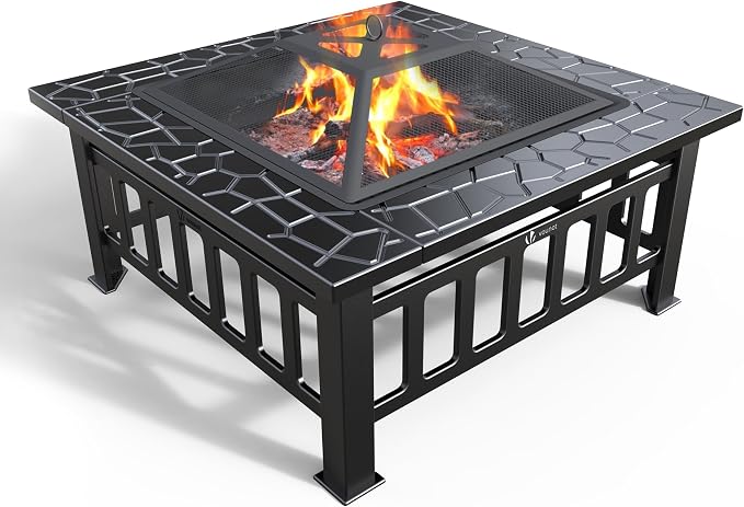Brasero Exterior VOUNOT® 3 en 1 para Jardín y Terraza, 81x81x45 cm