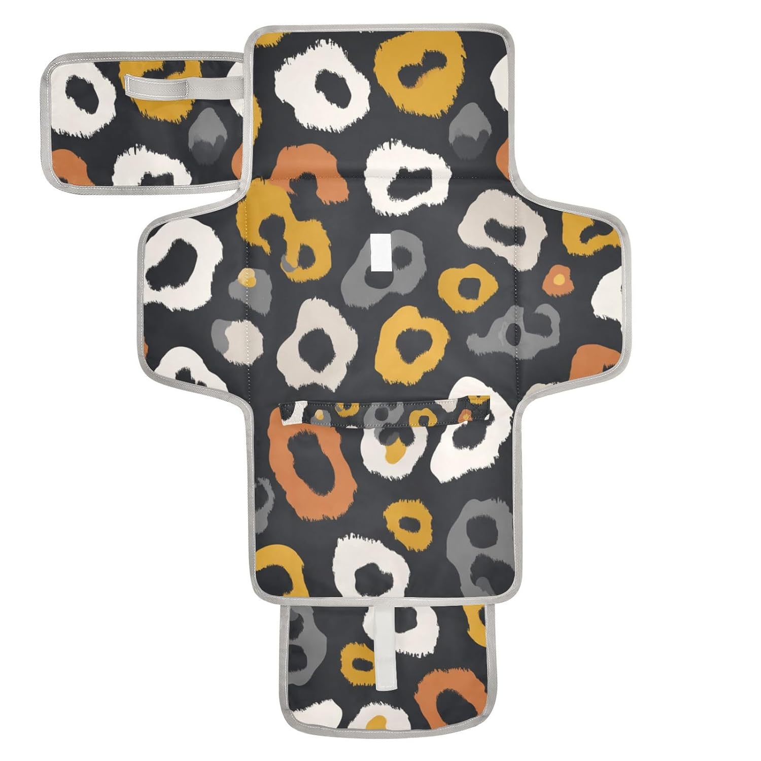 Leopard Pattern Wild Animal Gray Yellow Reusable Changing pad with Tissue Pocket Portable Changing pad for Baby Lightweight & Foldable Changing Station cambiador de pa?ales para Bebes