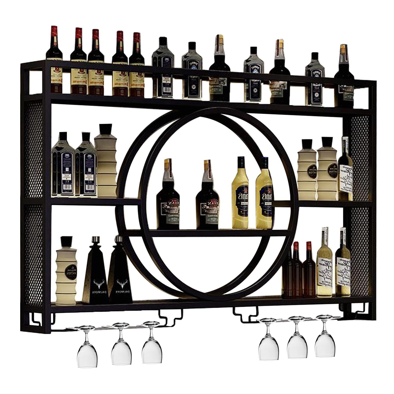 Étagère à vin murale avec support rond multifonction pour rangement bouteille maison