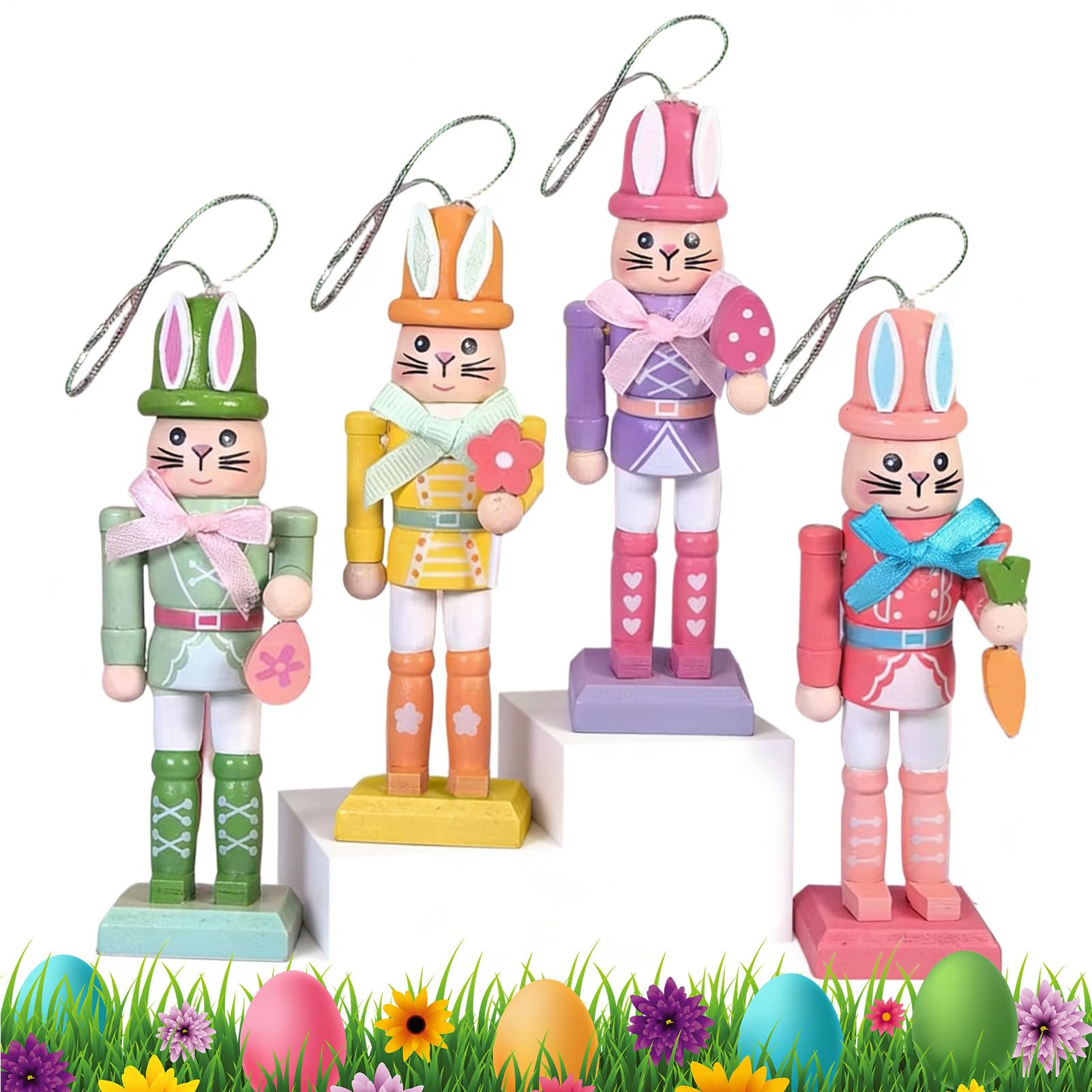 Casse-noisette lapin de Pâques en bois noble statuette artisanale
