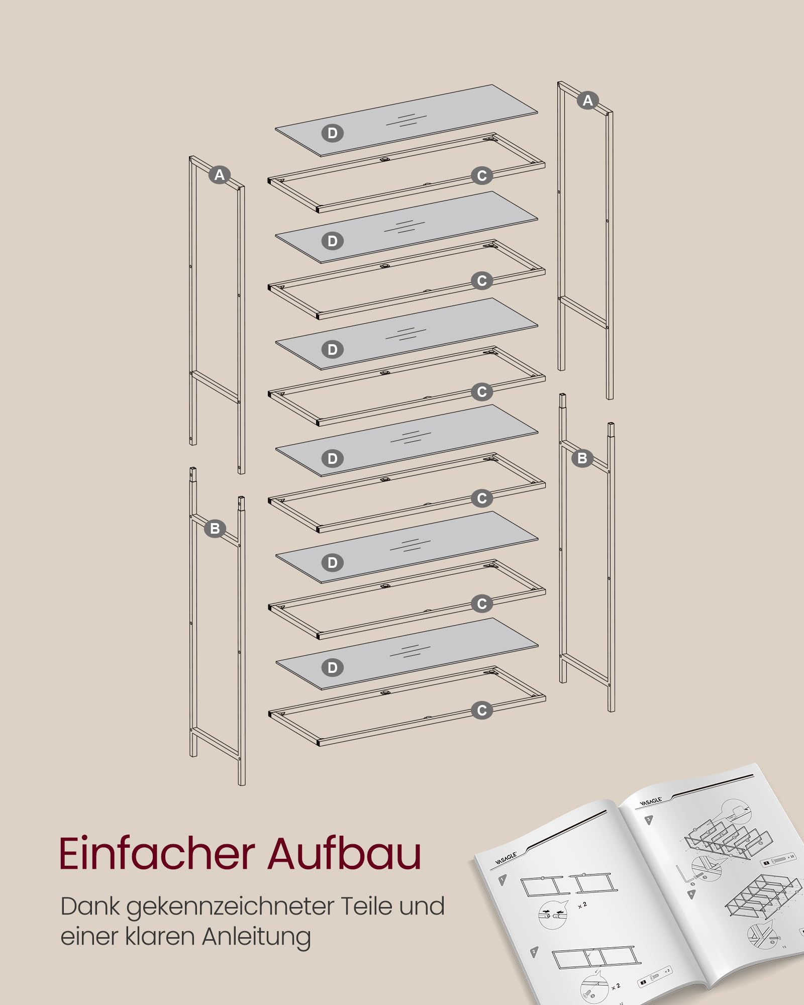 Vasagle Badregal mit 6 Ablagen – Bild 7