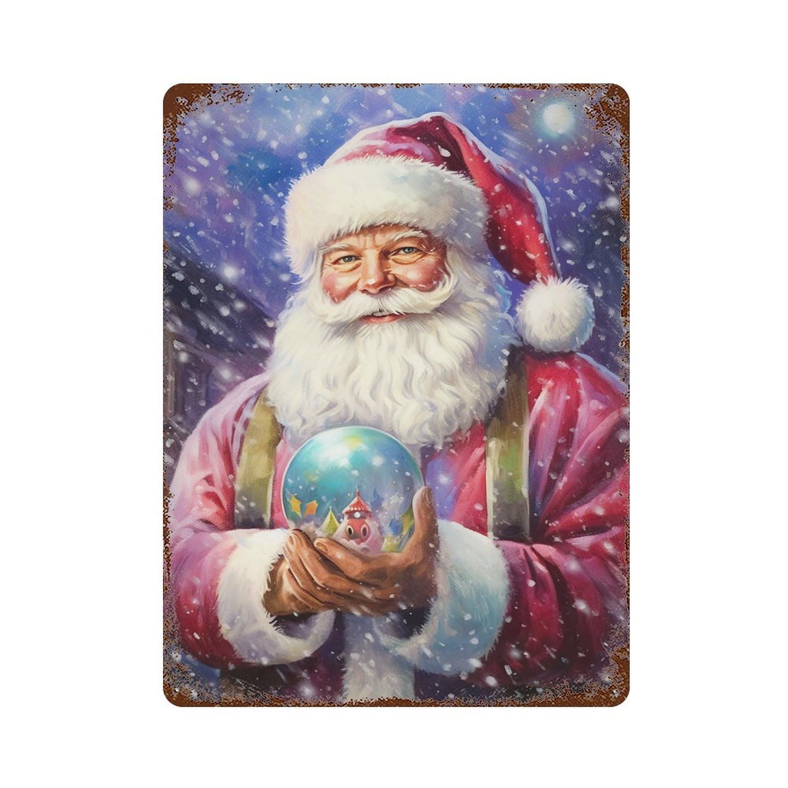 Santas Fortune Telling Rusty Metal Tin Sign 15.7"x11.8", for Shed, Workshop And Garage Wall Decor, Shabby Chic Decor