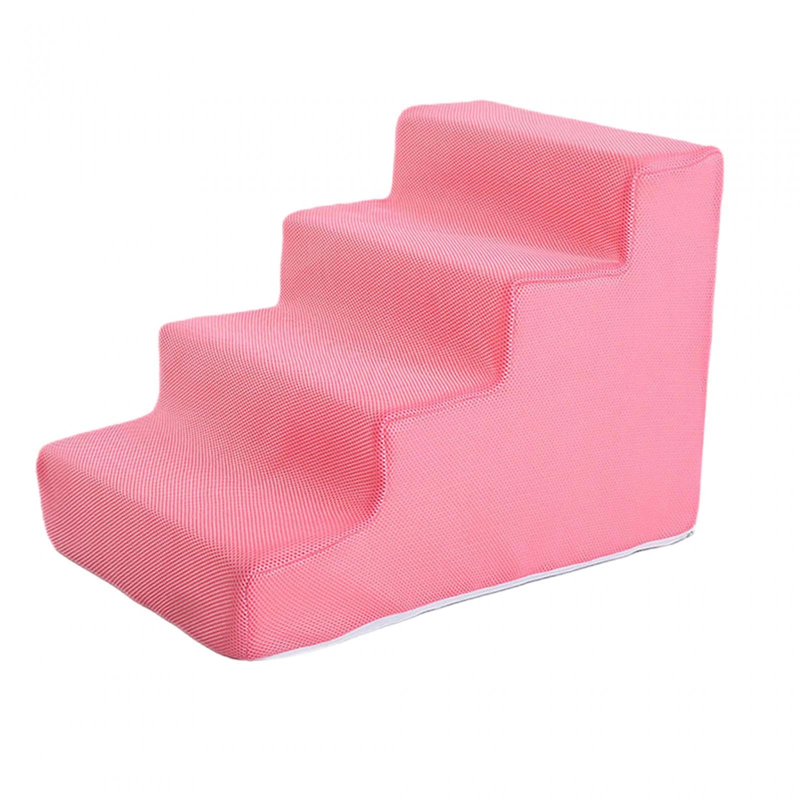 rockible Scaletta per Animali Domestici Scale per Animali Domestici Gradini per Cani Antiscivolo Rampa per Gatti per Divano Divano Letto Arrampicata in Auto, Rosa 4 passaggi