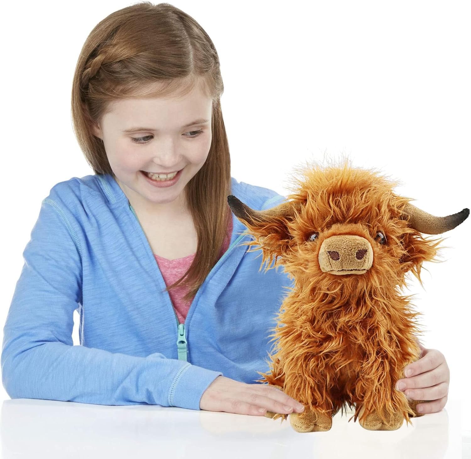 Highland Cow Stuffed Animal,10.5 inches Realistic Cow Plush Toy,Animal Cattle Plush Farm Toy,Farm Plushie Christmas Birthday Present for Boys Girls Kids Grandchildren (Brown) - Image 6