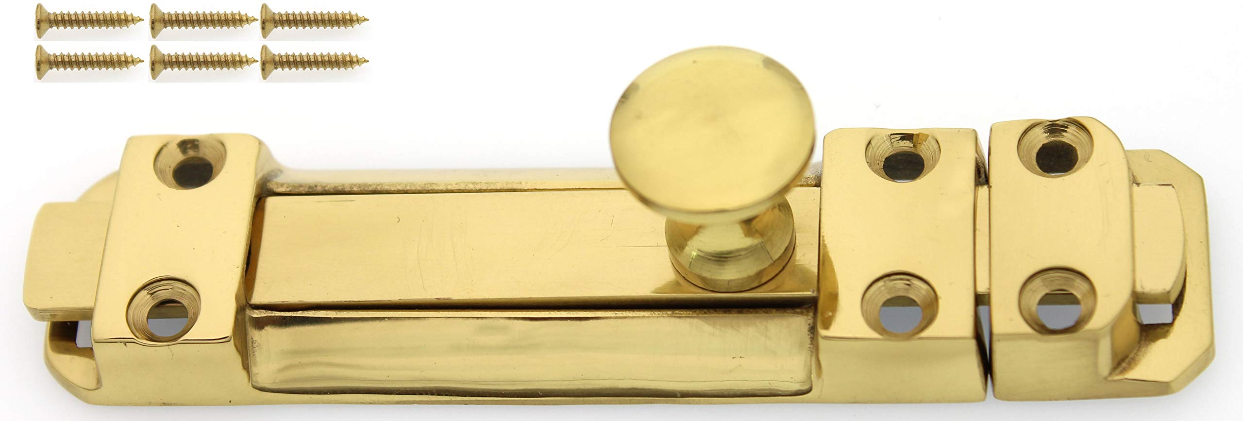 ZW Hardware BT001 Solid Brass Bright Brass 4 Inch (100mm) Door Bolt