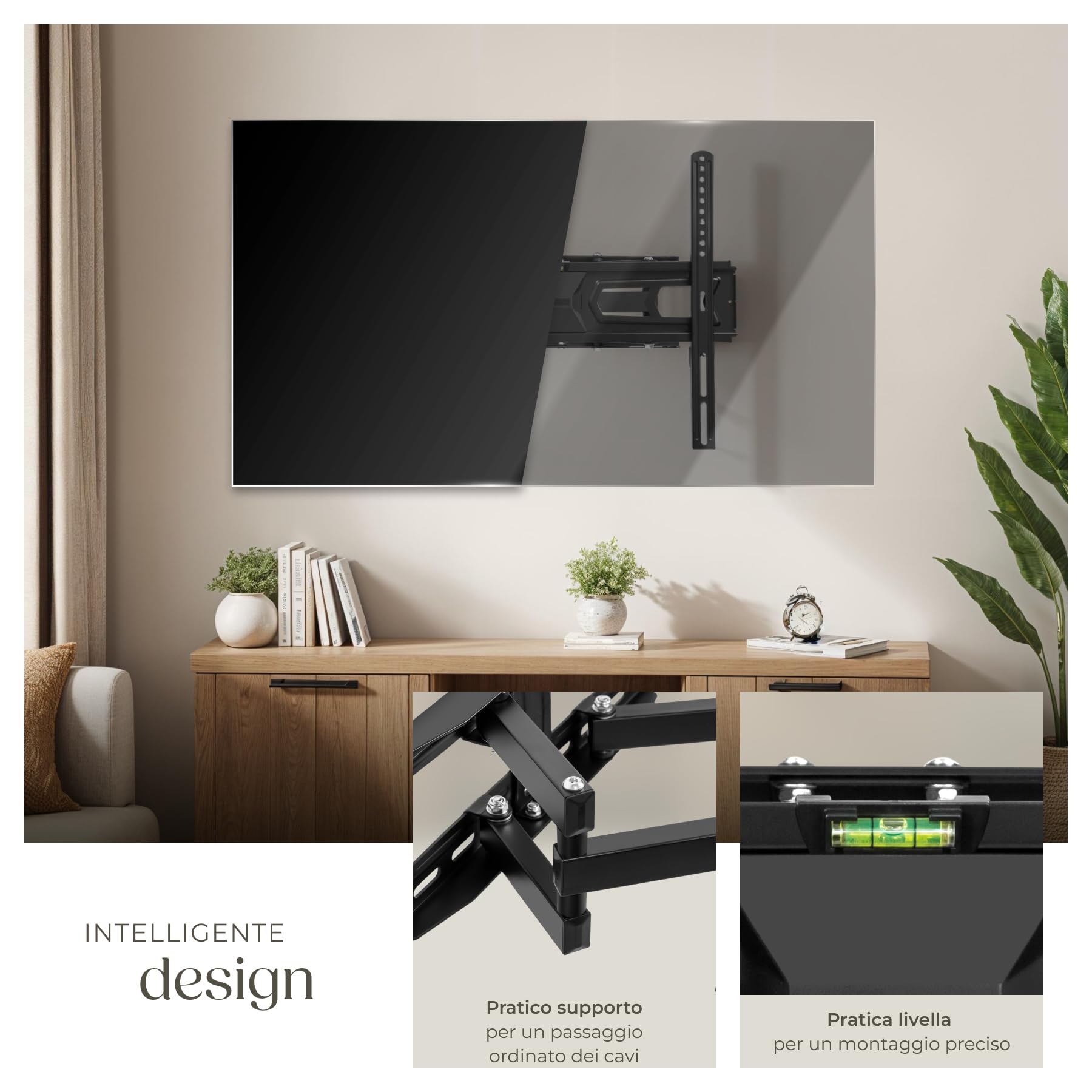 TecTake Staffa Da Parete Per TV 26-55 Pollici: Supporto Inclinabile E Girevole, VESA 50x50 A 400x400, Portata 100kg