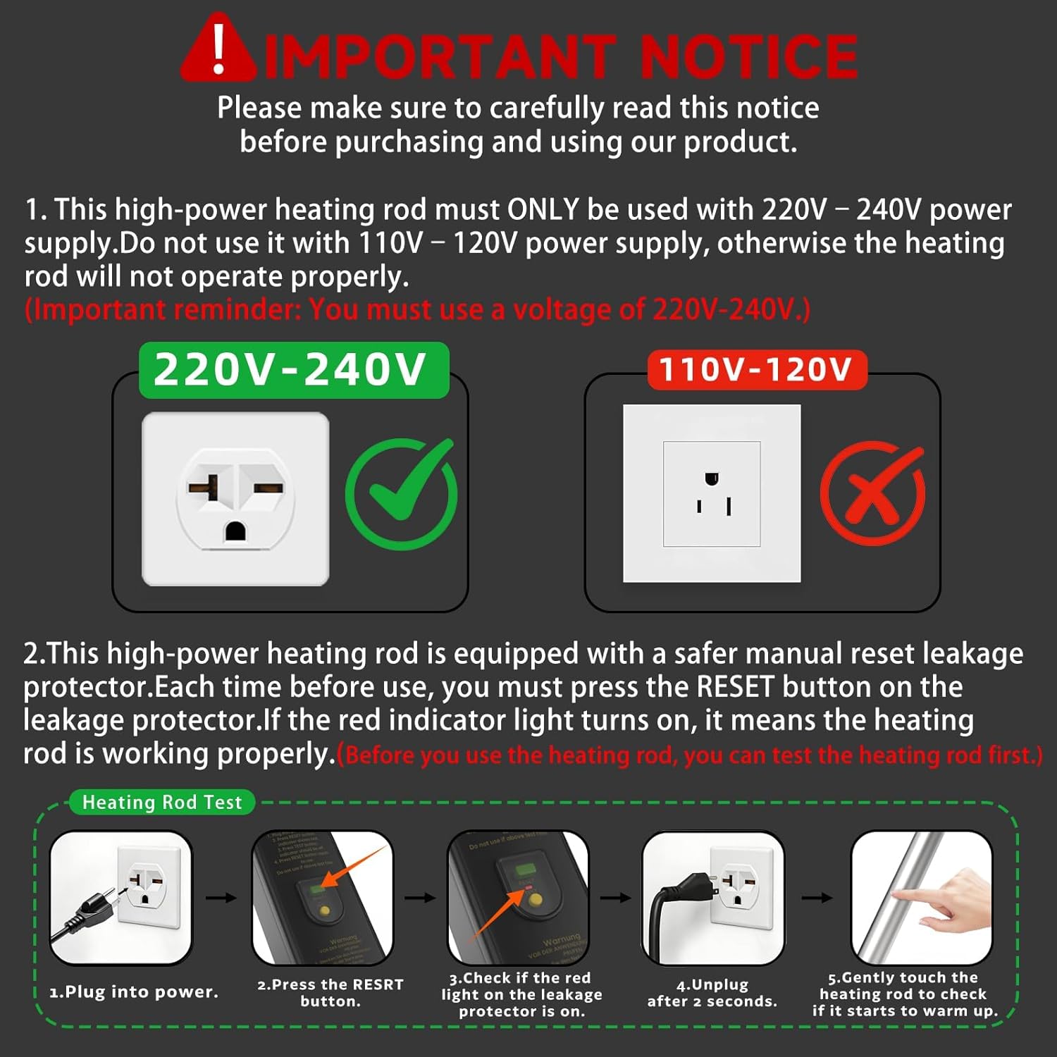 3000W Immersion Water Heater, Submersible Water Heater, Large Hot Tub & Pool Heater with LCD Thermostat & Leakage Protection, for Bathtub, Swimming Pool, Baptistry, Bucket