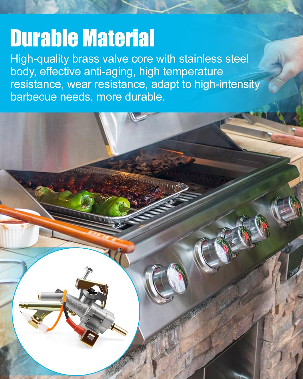 Bull Angus Brahma Summerset Sizzler Gasgrill-Ventil passend für Lion Blaze BBQ Island Gasgrill, Flüssiggas, Lochgröße 1,0 mm