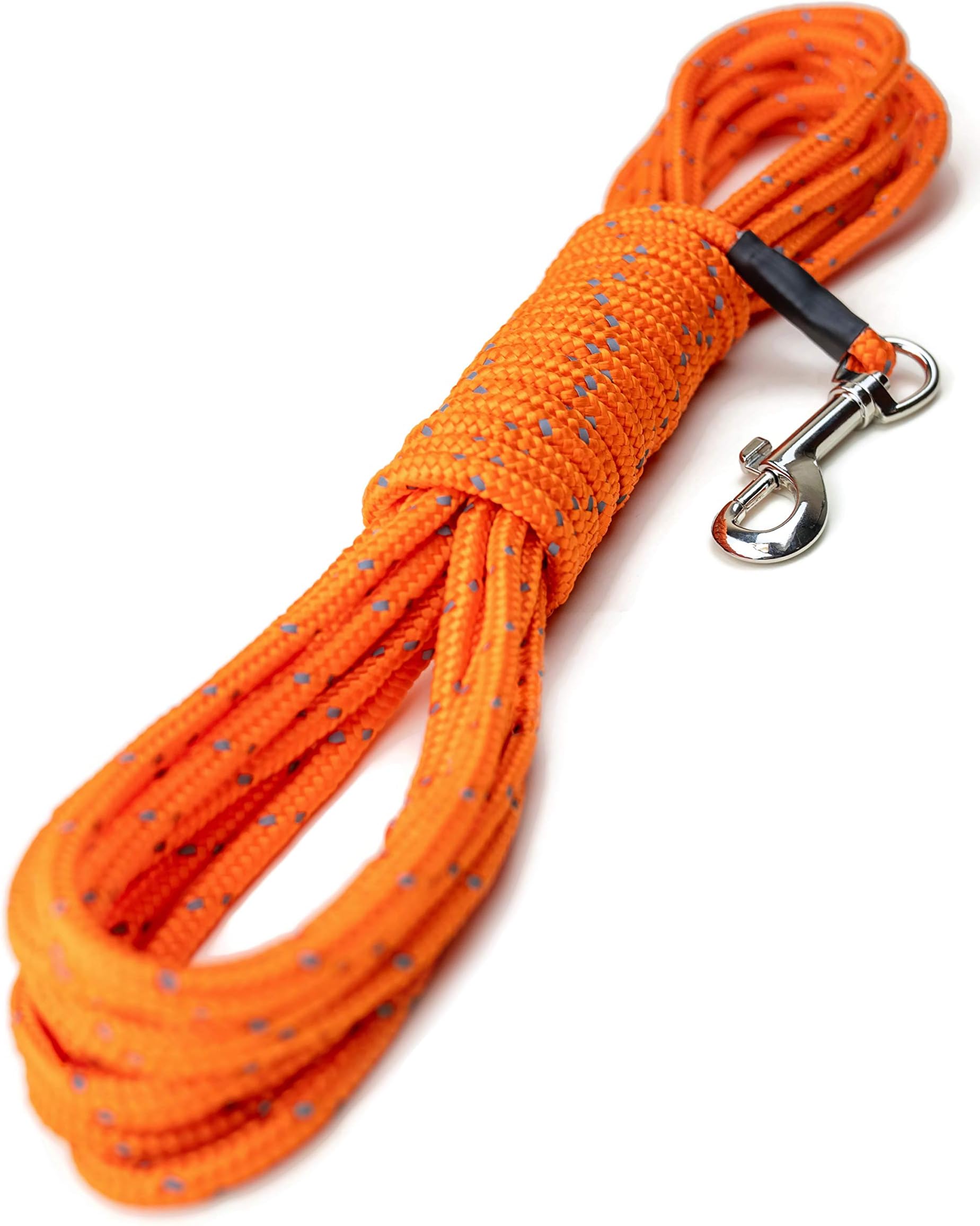 Mighty Paw Check Cord | Light Weight 9m/30ft Dog Training Lead. Durable, Weather Resistant Climbers’ Rope with Reflective Stitching. Perfect for Training, Swimming, Hunting, Camping. (Orange)