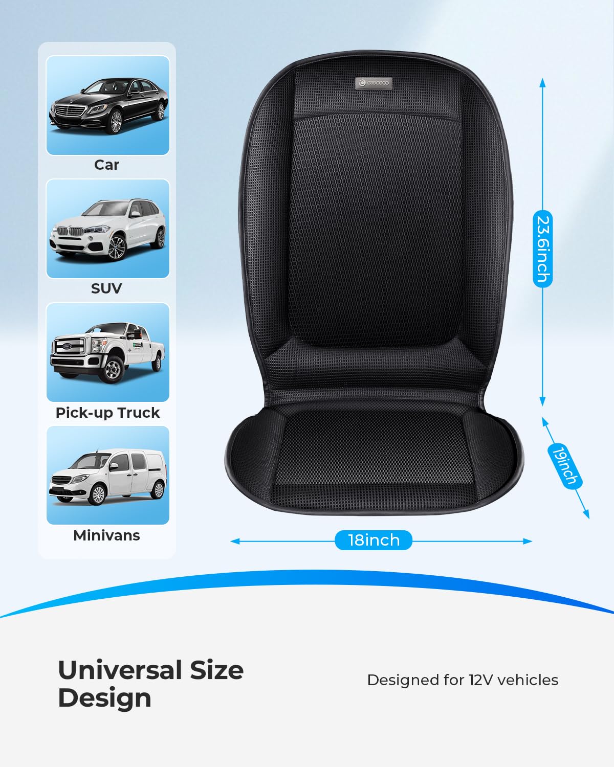 Agiferg Coussin Chauffant Pour Siège De Voiture, Coussin Chauffant Pour Si Ge De Voiture Portable 12v Fonction Chauffage Et Ventilation Conduite D Hiver