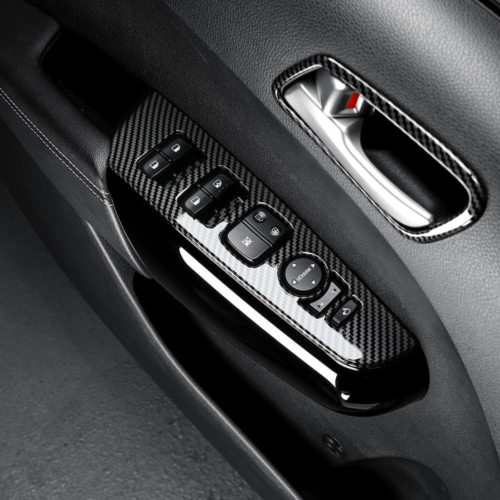 Cnaurda Car Interior Window Switch Panel Cover, Door Lock Switch Trim, Door Window Control Panel Cover Compatible with KIA Morning 2018-2023 Interior Accessories (Carbon Fiber Pattern)