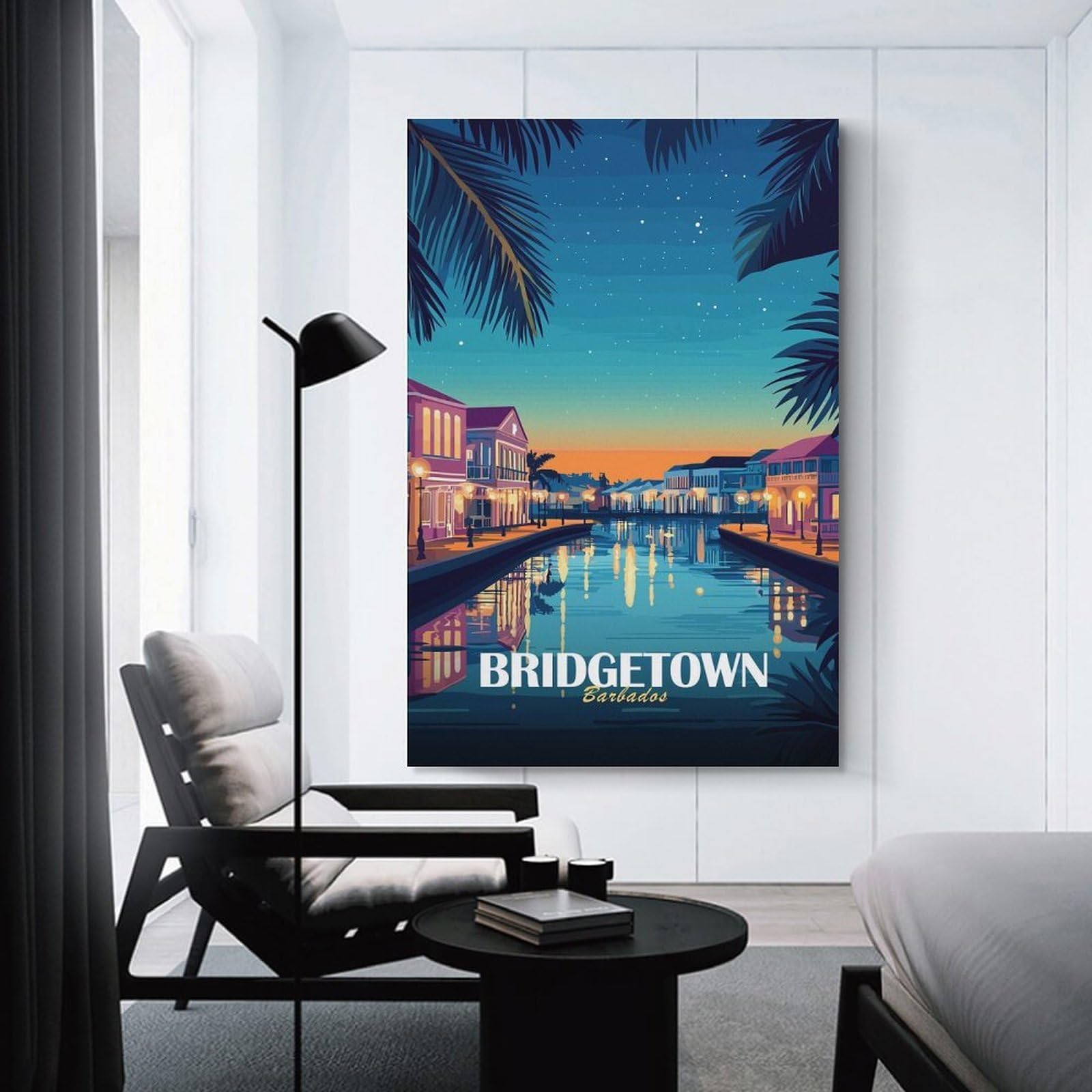Junmoney Bridgetown Barbados Travel Hanging Wall Art 24x36inch(60x90cm), for Restful Interiors, Bedrooms Or Small Rooms, Home Artwork with A Soft Interior Feel