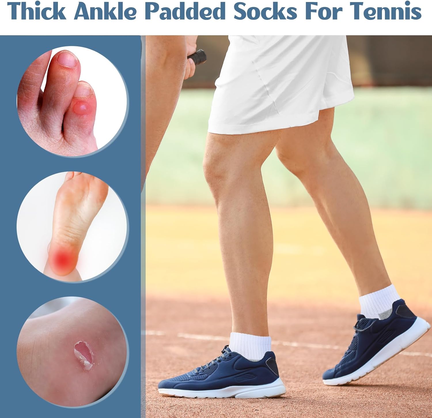 12 Pairs Thick Ankle Padded Socks Men Cushioned Tennis Socks Cotton Blister Cushion Anklets Cushioned Ankle Stockings for Men Tennis Running Hiking Walking - Image 6