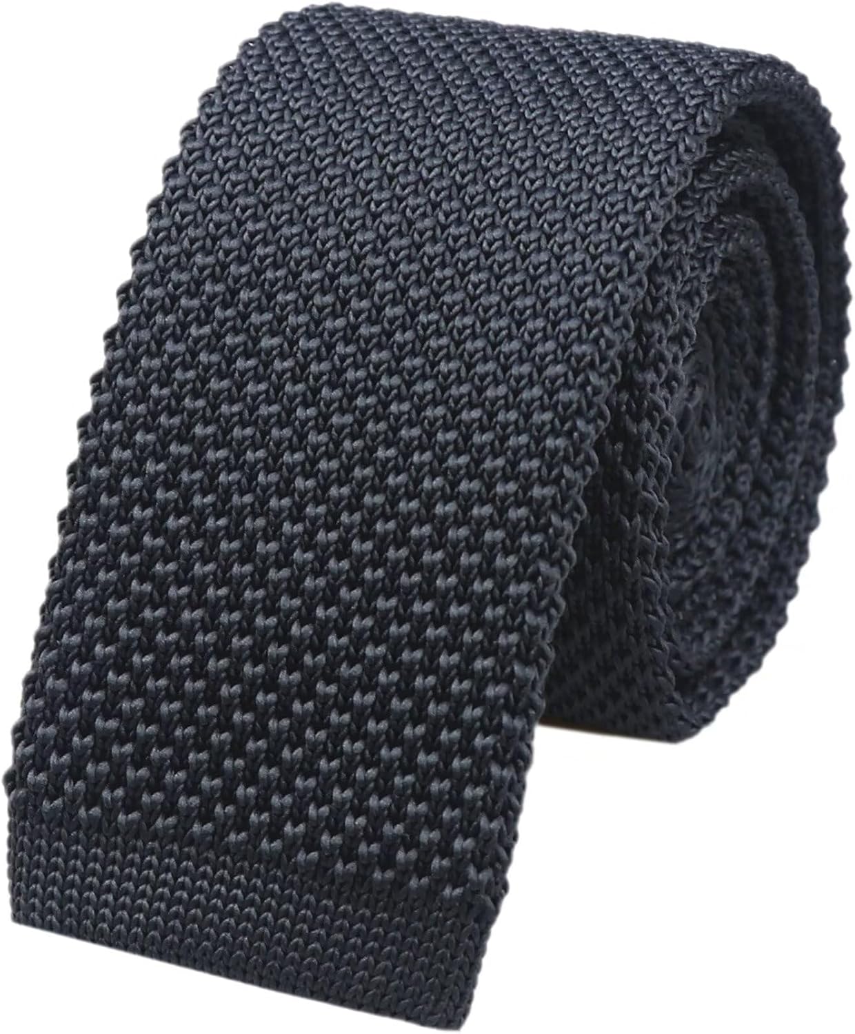 Men's Solid Color Textured Knit Skinny Ties Smart Necktie Square-Cut Finish