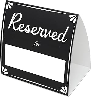Reserved For Table Signs 20 Pack | Table Tent Place Cards for Weddings, Restaurants, Events