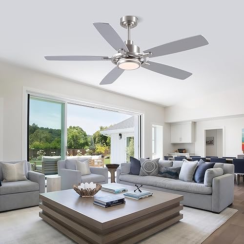 Miniatura 8 de Ventiladores de techo negros de 54 pulgadas con luces y control remoto, modernos ventiladores de techo LED con motor de CC silencioso, regulables