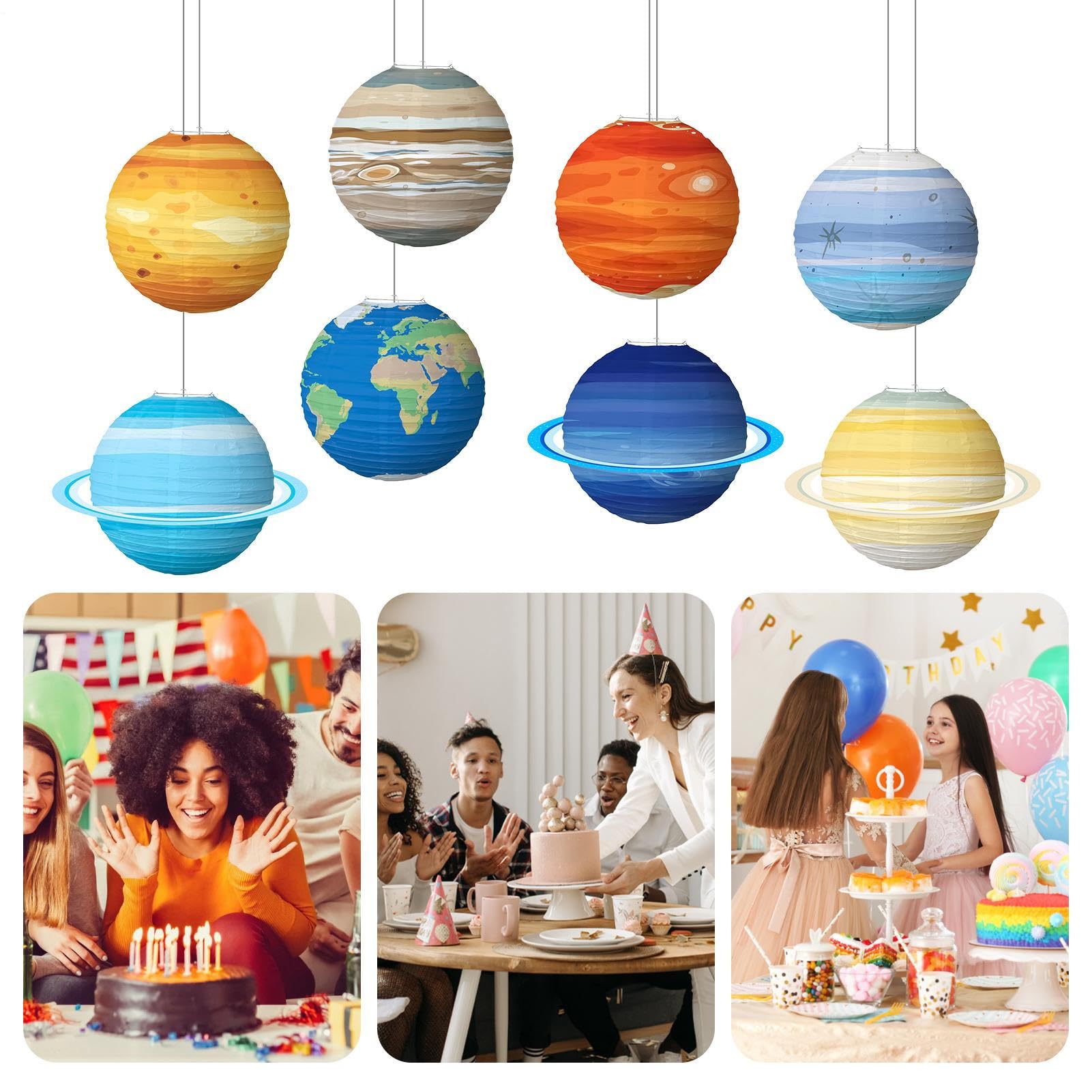 Planetendekorationen 8-teilig Bunte aufblasbare Erdballons zum Thema