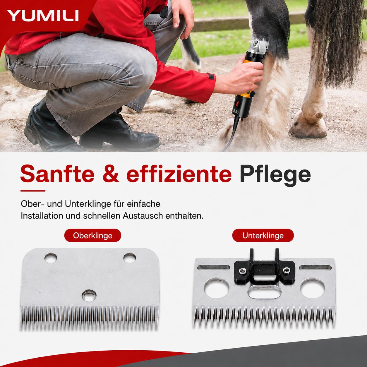 Pferdeschermaschinen Klingen, 35 Zähne Ersatzklingensatz für Schermaschine Pferd, Horse Clippers Blade, Hartmetall Viehhaarschneider für Pferden Kühen Ziegen Anderen Tieren mit Dickem Fell Entwickelt