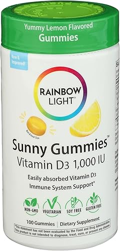 Rainbow Light vitamina D3 1000 I U Sunny Gummies Limón 100 unidades disponible en Yaxa Colombia