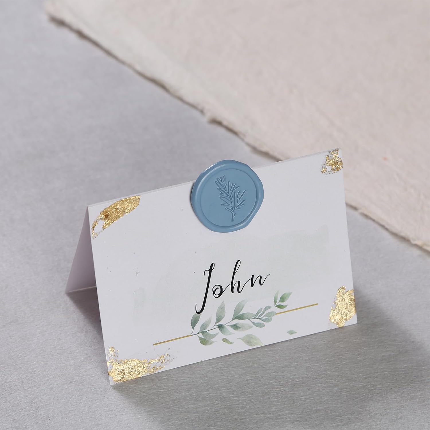 UNIQOOO Wax Seal Stickers - Rosemary Wedding Invitation Envelope Seal Stickers, 100 Pcs Self Adhesive Dusty Blue Stickers, Perfect for Invitation, Envelopes, Gift Wrapping, Christmas