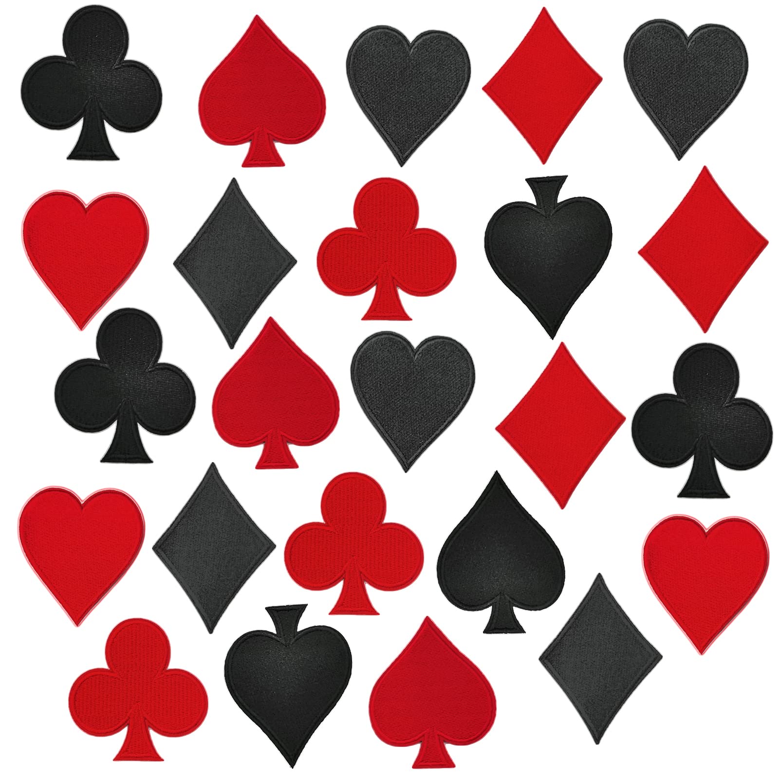 Agwut 24Pcs Playing Cards Embroidered Iron On Patches for Clothing, Spades Poker Patches Iron On Patches Set for Jeans,Bags, Clothing, Arts Crafts DIY(24)