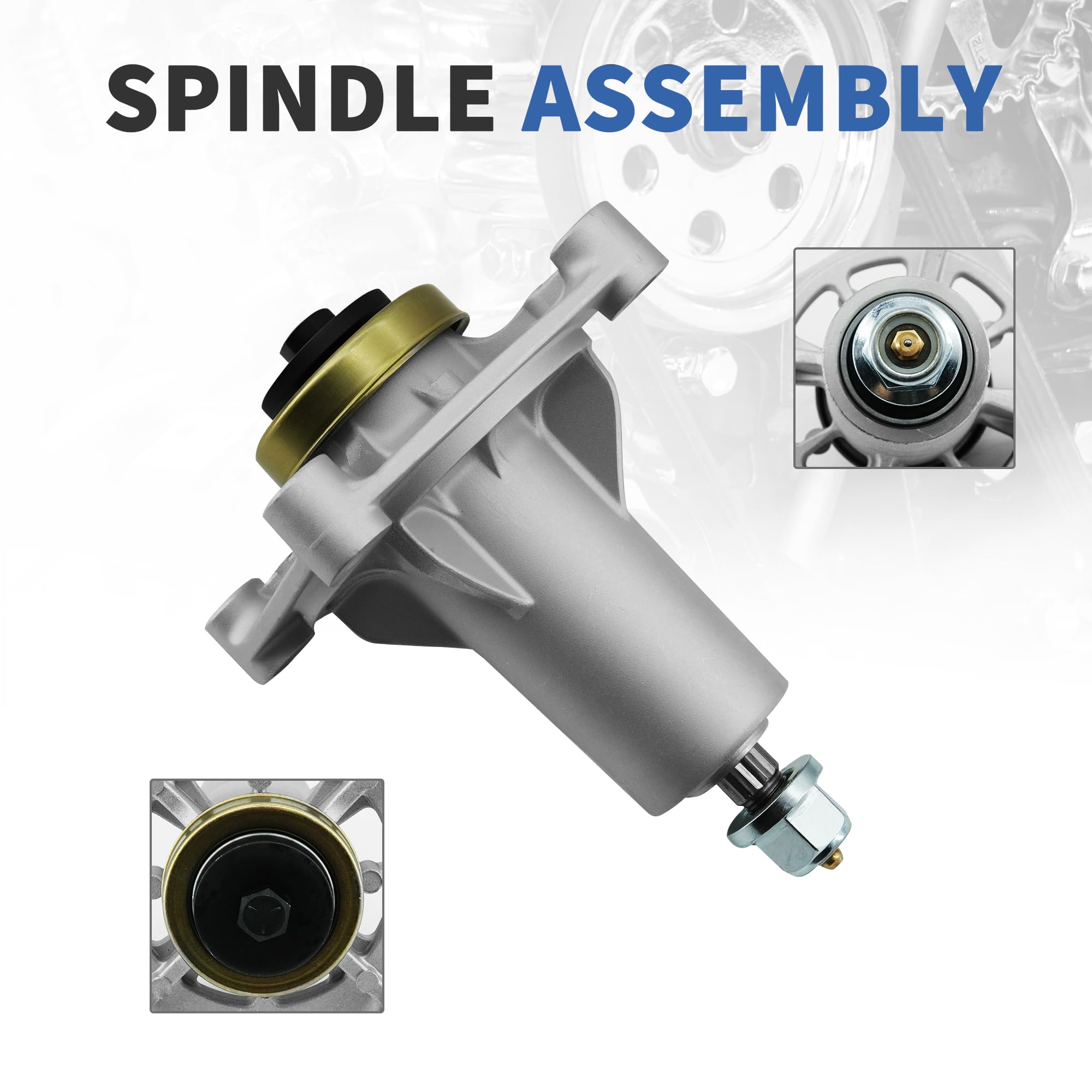 Conjunto de mandril de husillo compatible con Husqvarna de 42 pulgadas, 46 pulgadas, 48 pulgadas, 54 pulgadas, husillo de cubierta de cortacésped Craftsman 2200 567253301 187292 para