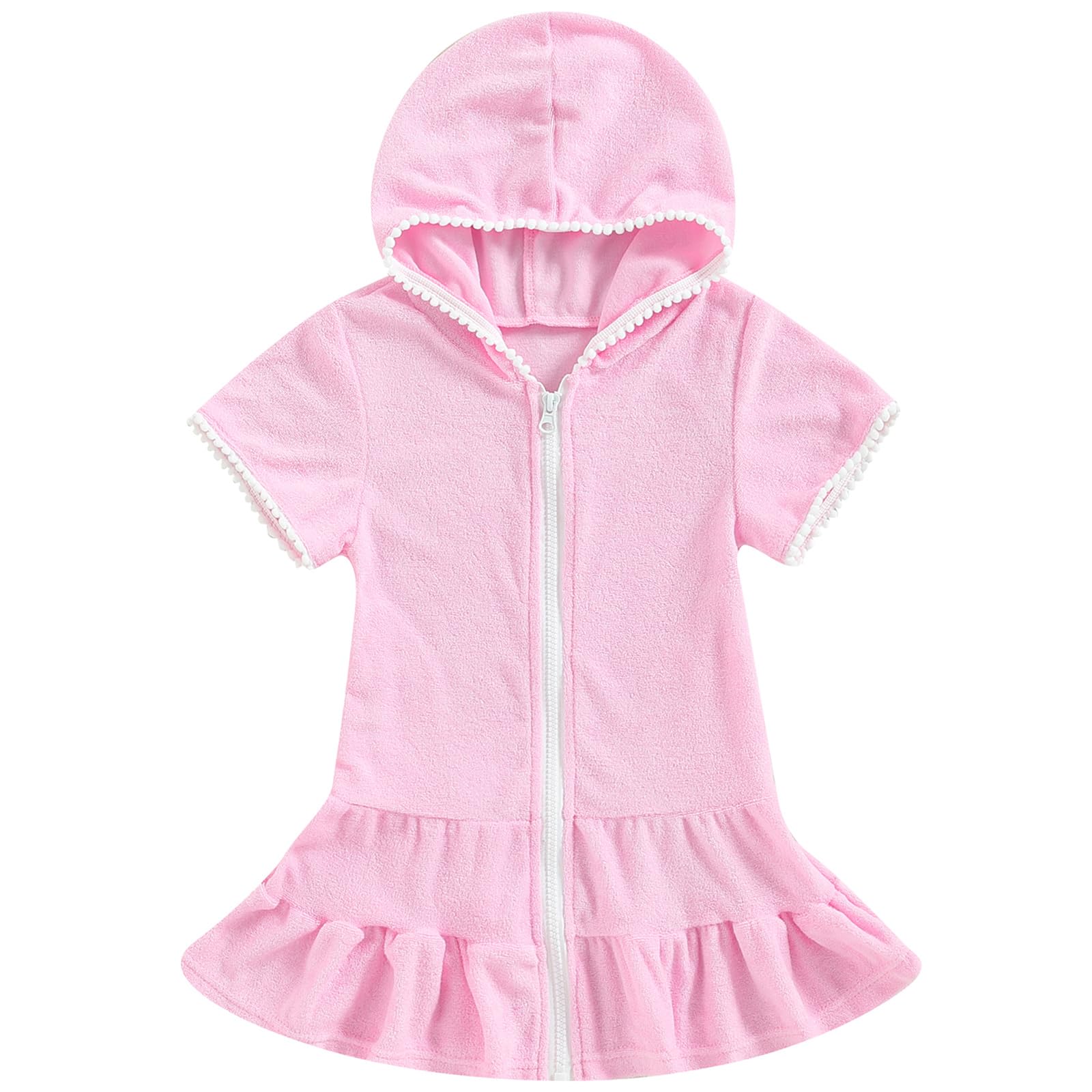 Mubineo Toddler Girl Long Sleeve Swimsuit Beach Dress Cute Cover Ups Ruffle Bathing Suit Cover Up Kimono Kids Swimwear