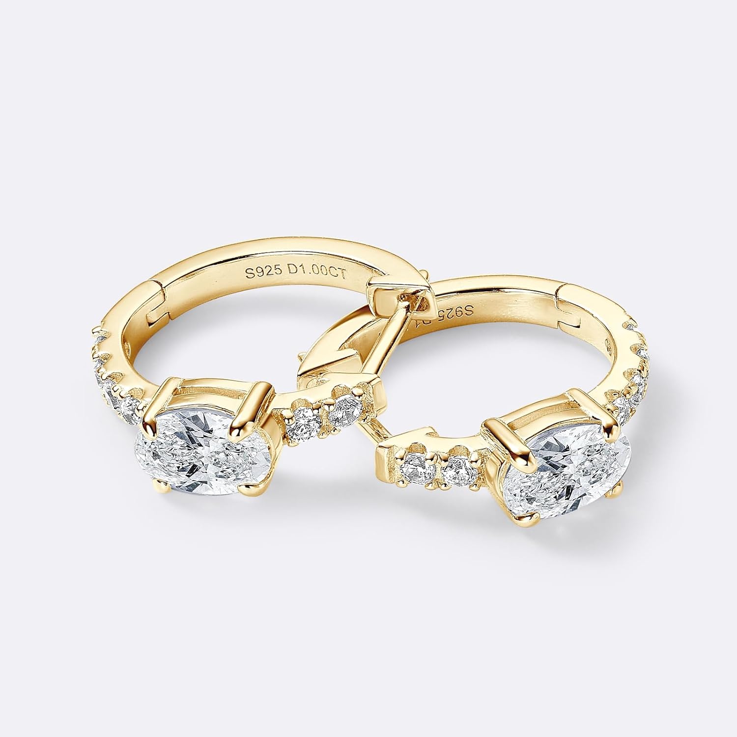 1CT Oval Moissanite Hoop Earrings for Women, D Color VVS1 Clarity Moissanite, 925 Sterling Silver Earrings for Mother's Day Wedding Birthday Jewerly Gifts - Image 8