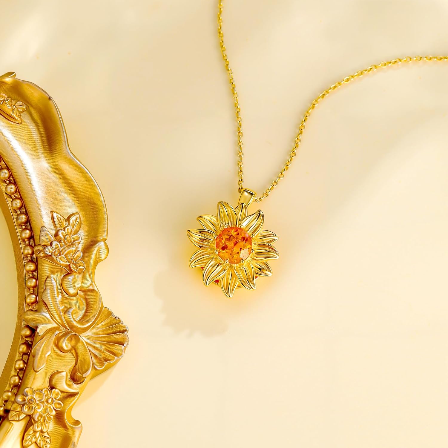 Sunflower Fidget Necklace Gold Plated 925 Sterling Silver You Are My Sunshine Sunflower Pendant Jewelry Gift for Women - Image 3