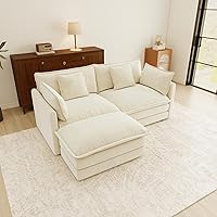 Vista 78 de Sofás seccionales grandes de 115.34" para sala de estar, sofá de pana color camel de asiento profundo de 3 plazas en forma de L, sofá seccional