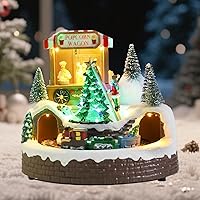 Vista 9 de WONDER GARDEN Casas de Pueblo de Navidad, Casa de Jengibre Iluminada Musicalmente con Edificios Navideños Coleccionables y Tren en Movimiento