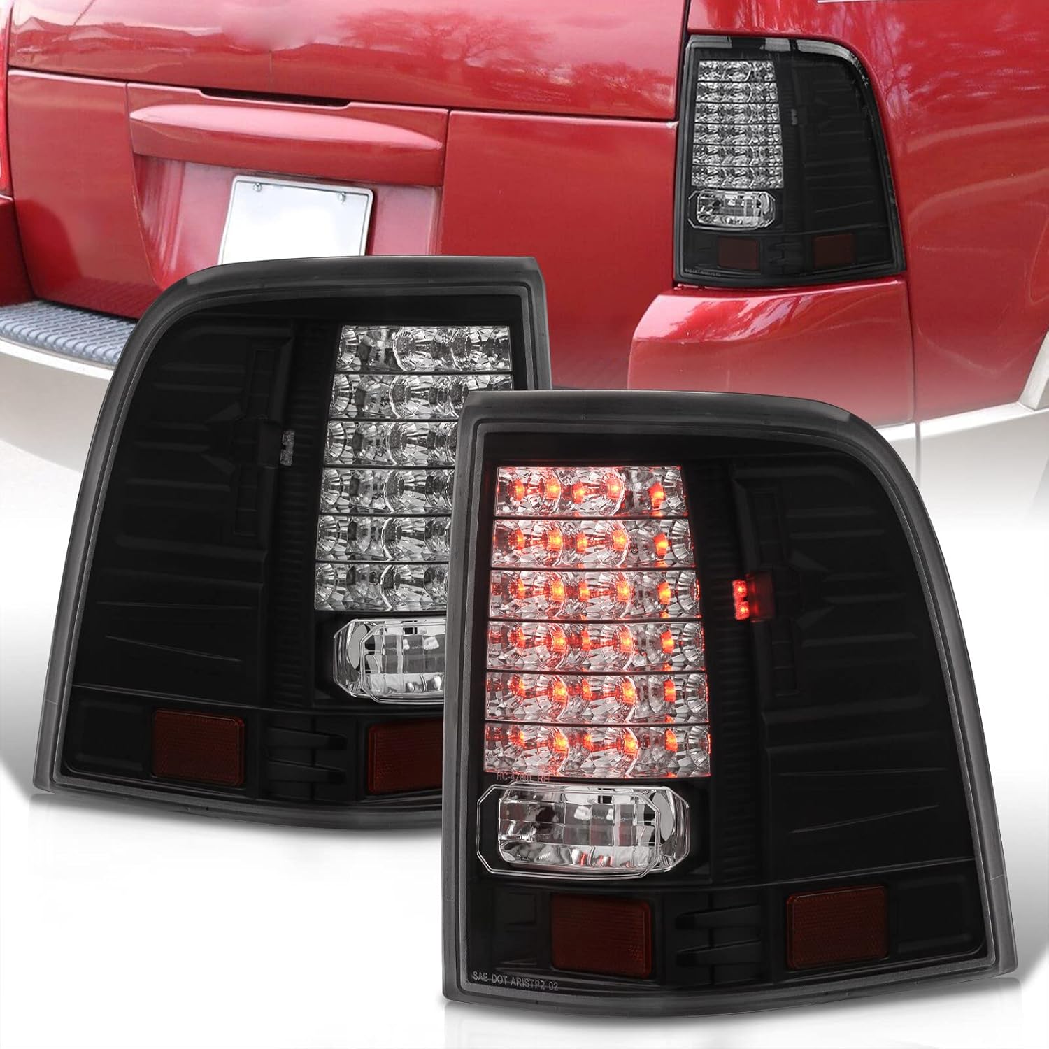 Replacement Rear LED Tail Lights Lamps Left Right Driver Passenger Set Pair For Ford Explorer (Black)