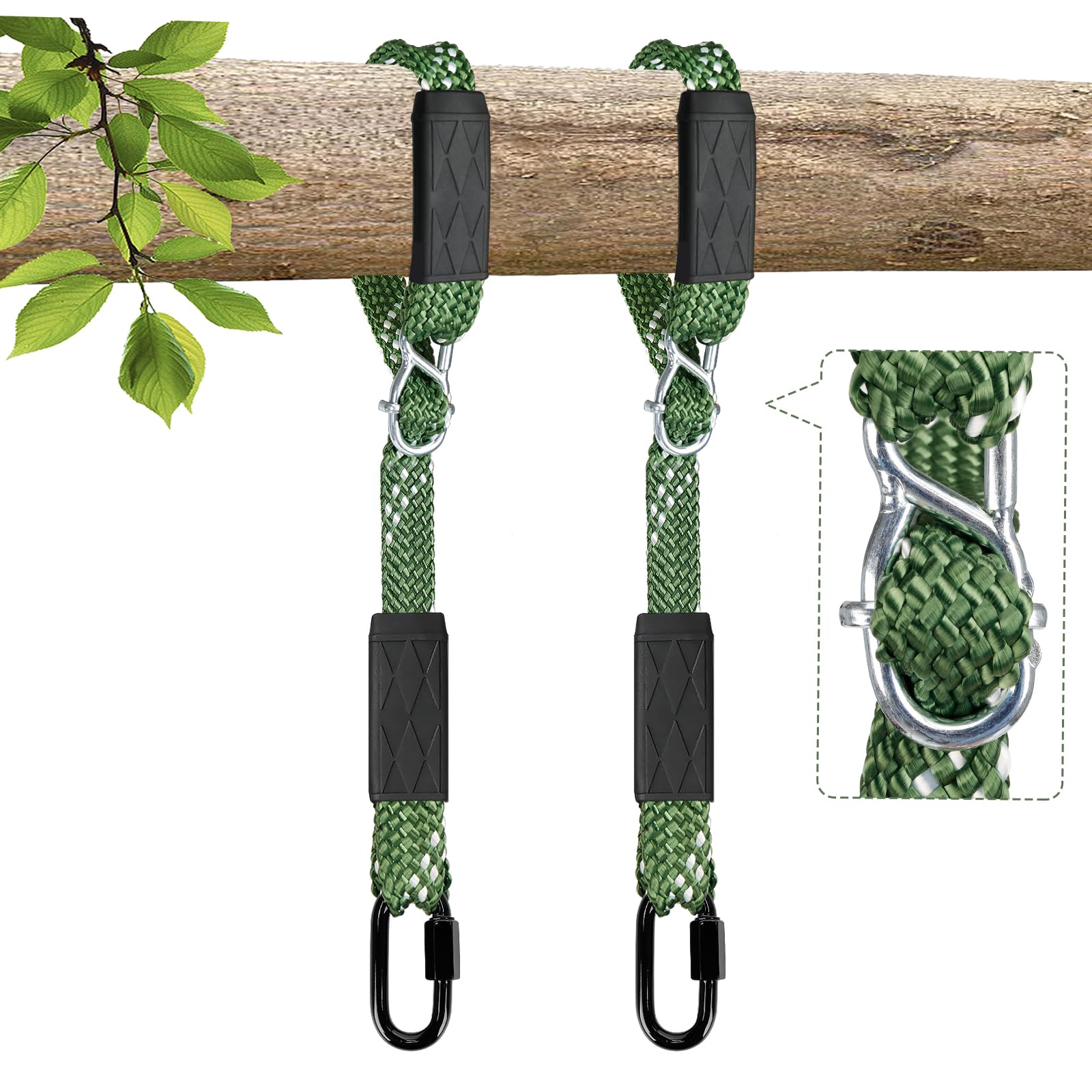 2-Pack 6.67ft Tree Swing Hanging Straps, 800 LB Capacity Adjustable Nylon Swing Straps wi…