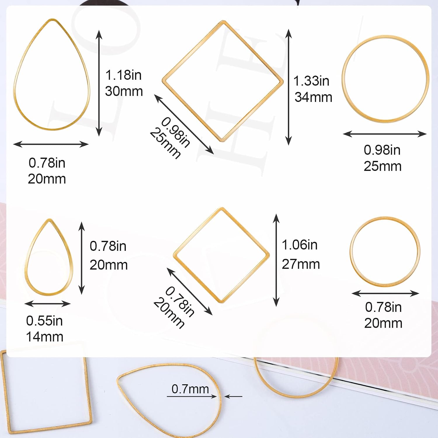 PAGOW 96Pcs Earring Hoop Jewelry Making, Hypoallergenic Teardrop Square Round Gold Earrings Beading Hoop Bulk for DIY Crafts Accessories Supplies